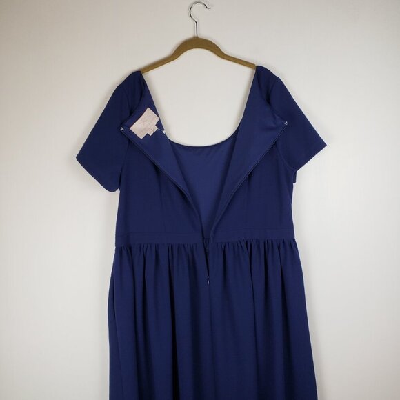 Gal Meets Glam NWT Annie Dress Navy Blue Scuba Crepe Short Sleeve Midi Size 20 - Picture 7 of 8